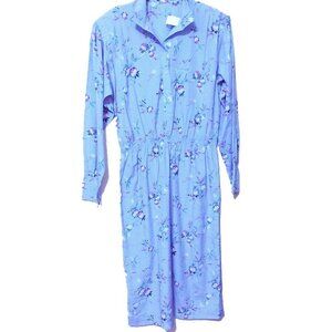3/$30 VINTAGE 80S MIDI FLORAL DRESS COLLAR LONG SLEEVE MADE IN SHANGHAI SZ XS-S